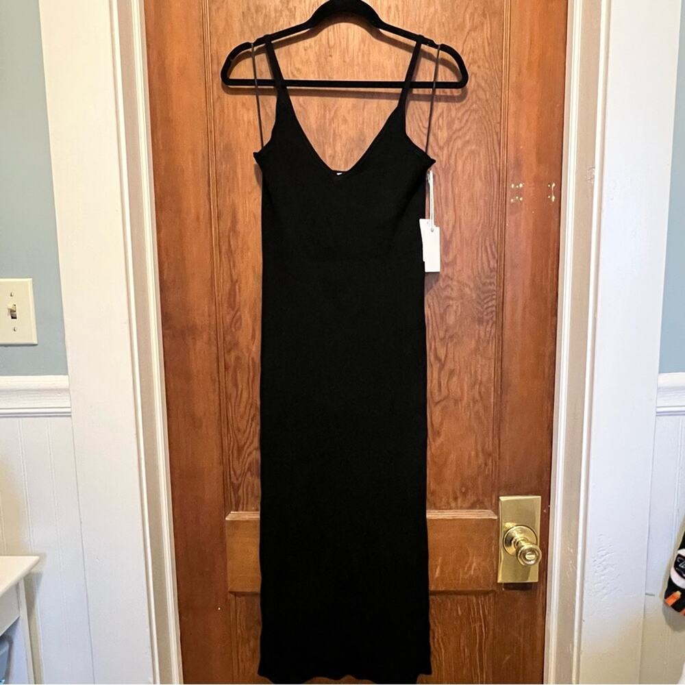 NWT Good American Rib Midi Tank Dress Black size 0 XS - Picture 3 of 10